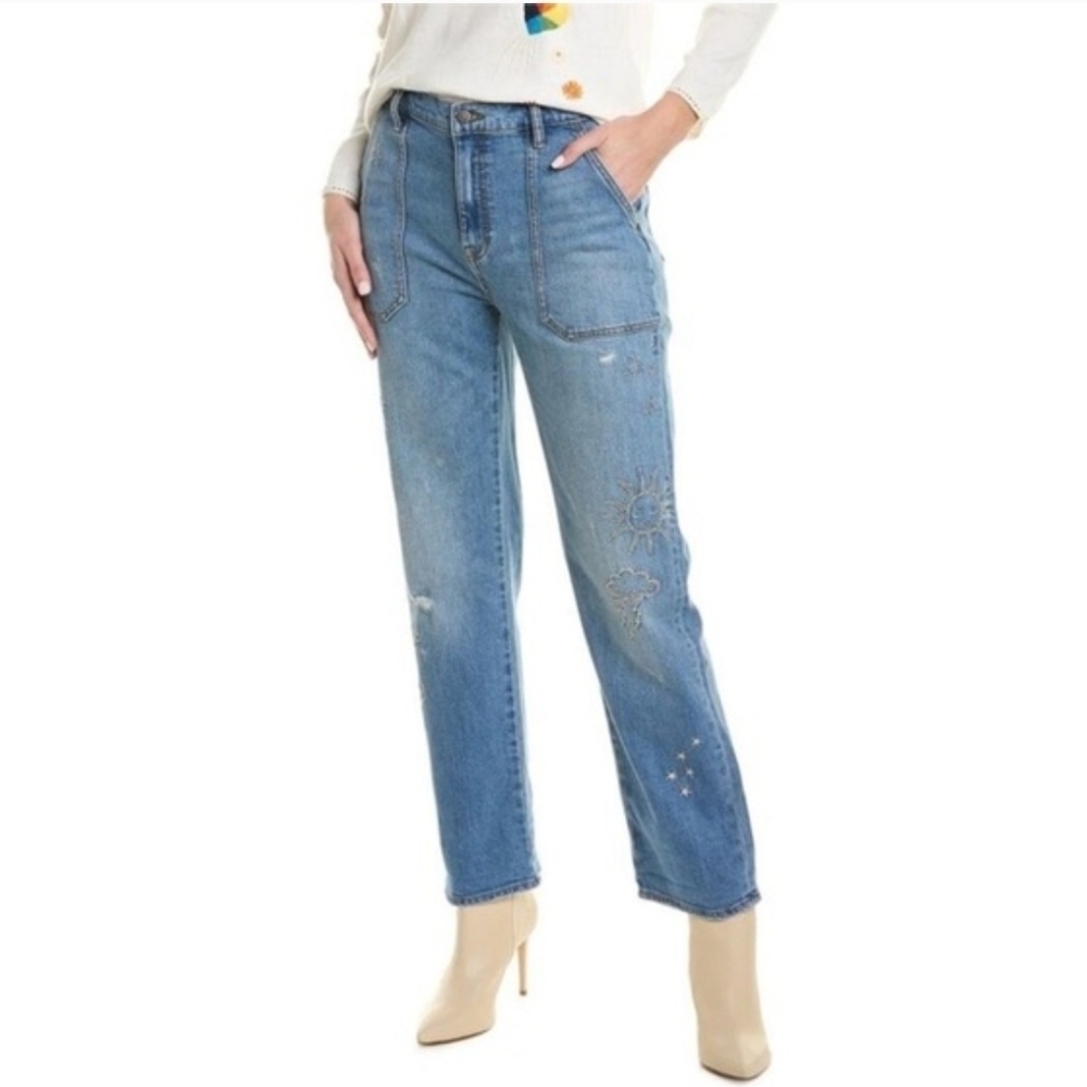 Johnny Was Sovanna Worker Embroidered Straight Leg Jean Size 27